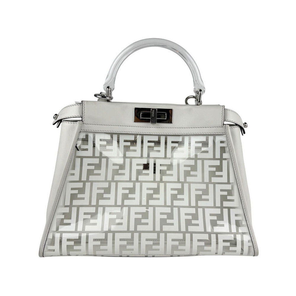 Fendi Shoulder Bag leather white clear